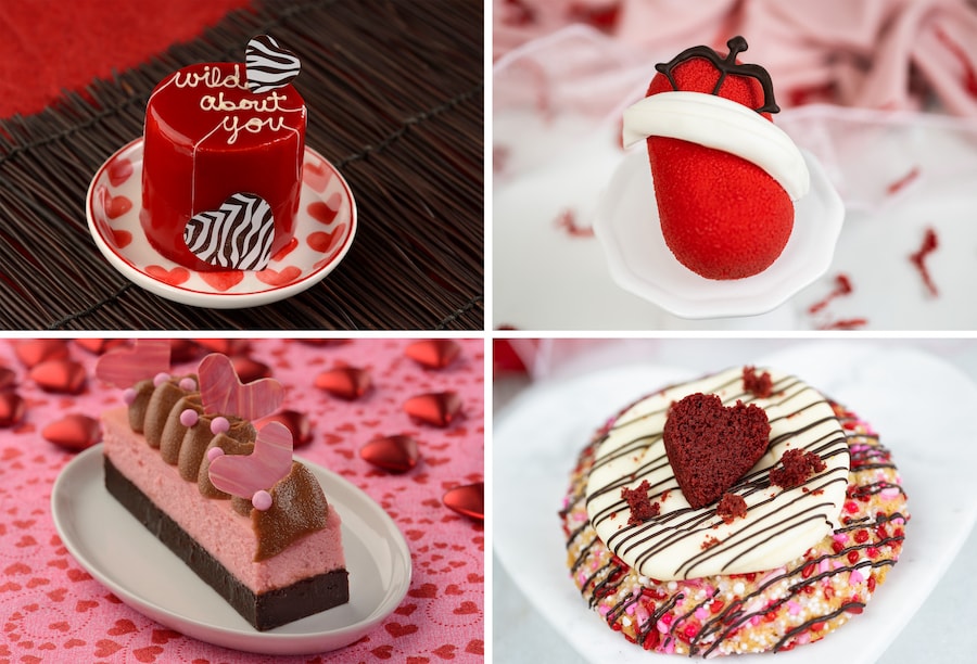 Valentine's Day 2024 Treats at Walt Disney World - Disney Resort Hotels, collage of cakes and cookies