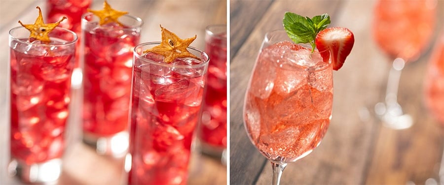 Image of So Many Wishes drink and Strawberry Rosé Spritz drink from 1900 Park Fare at Disney’s Grand Floridian Resort & Spa