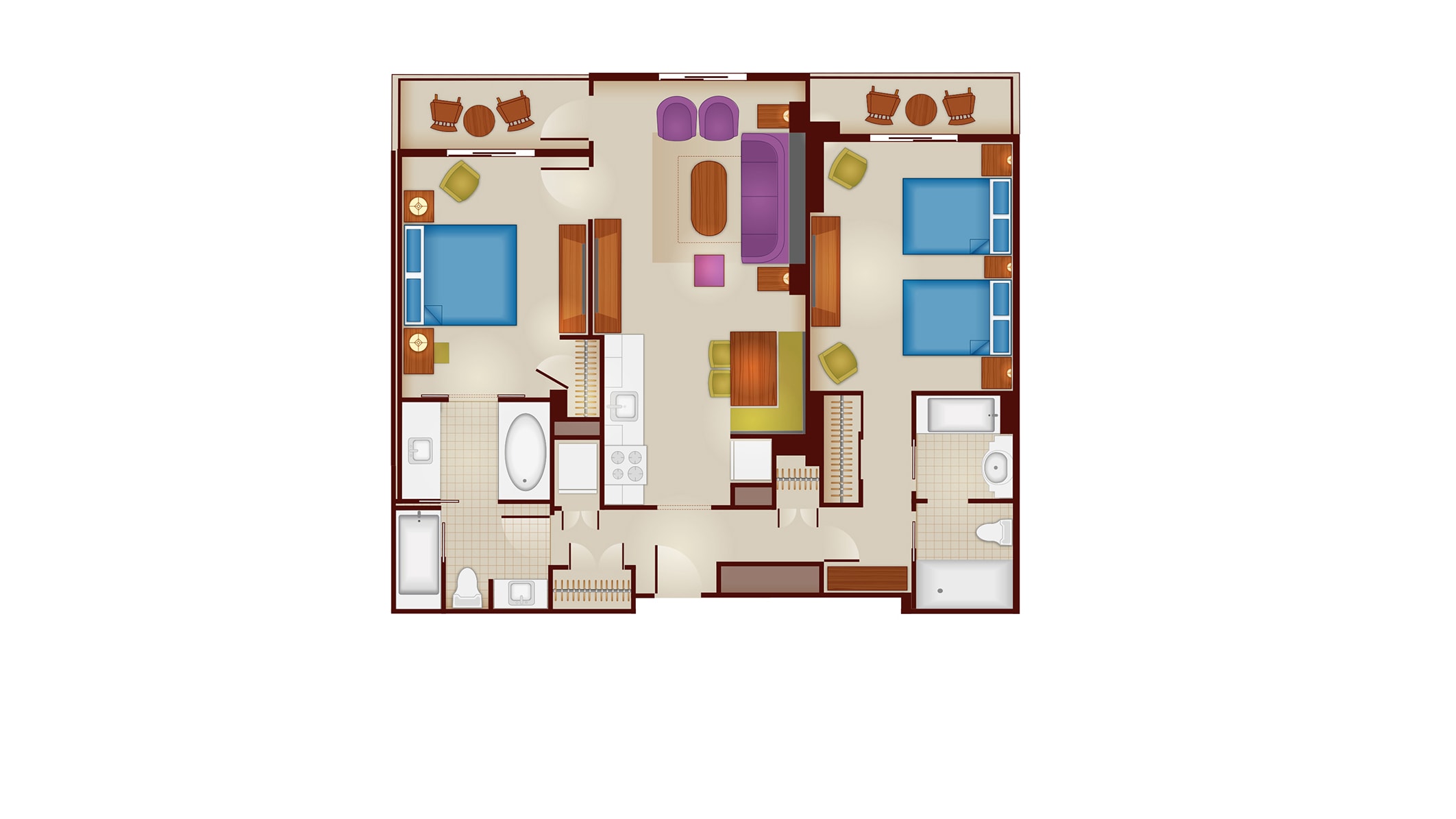 Floor plans for Disney's Riviera Resort, 2-Bedroom Villa 