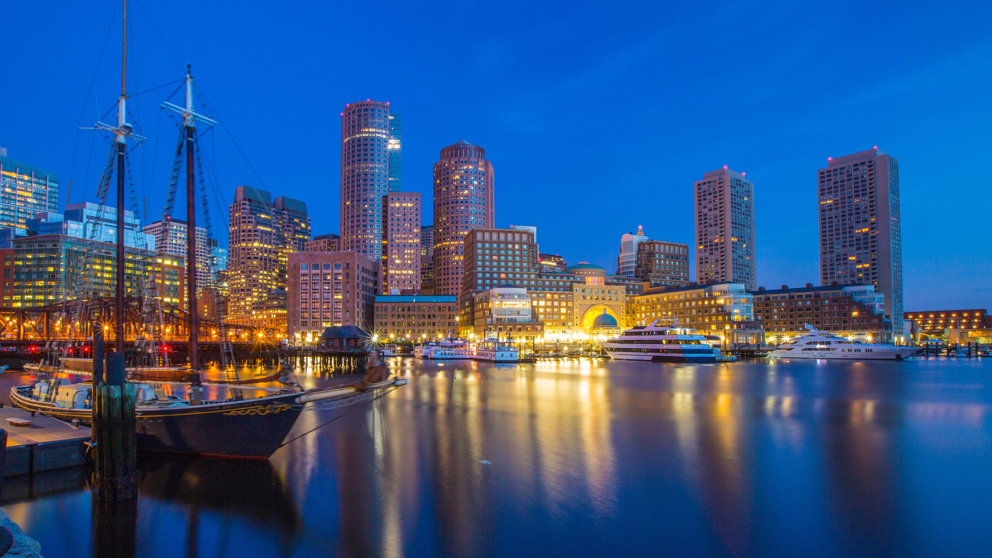 The Boston Waterfront at night