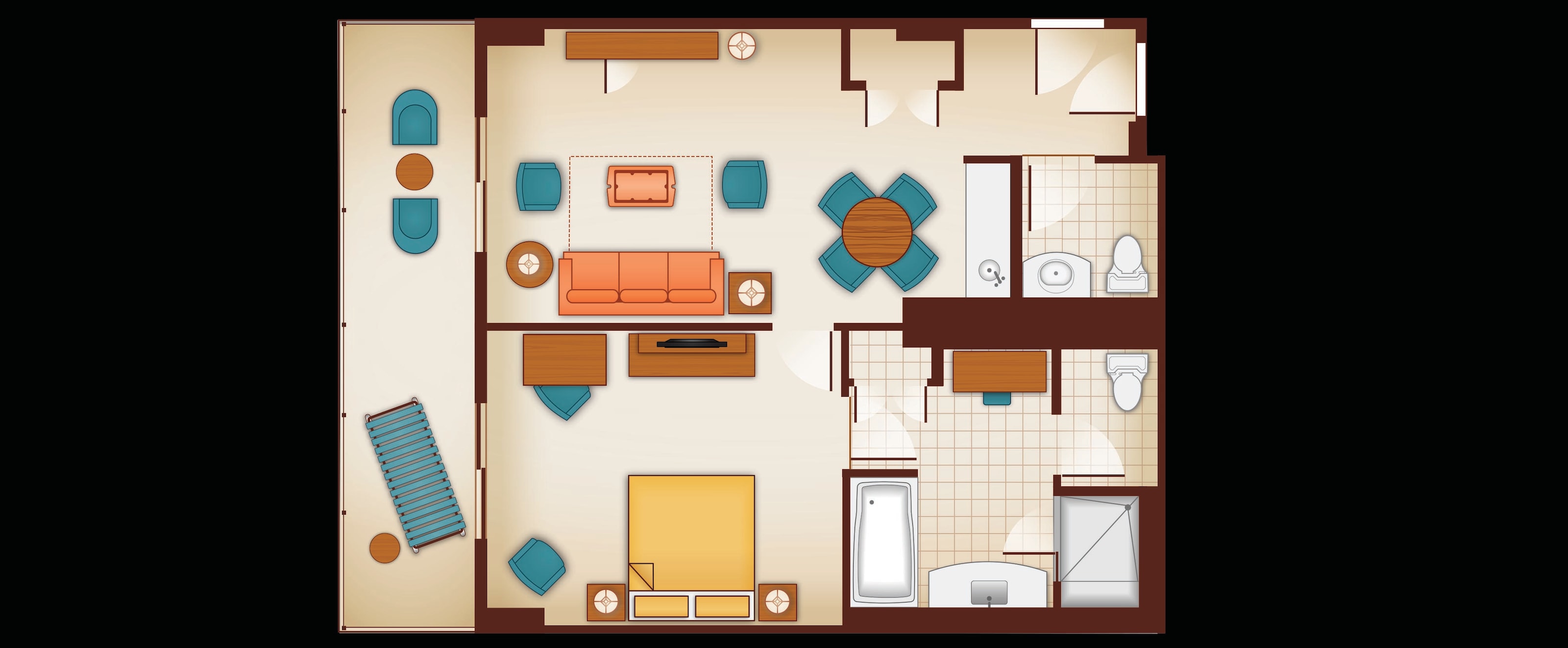 Floor Plan Of A 1 Bedroom Parlor Suite