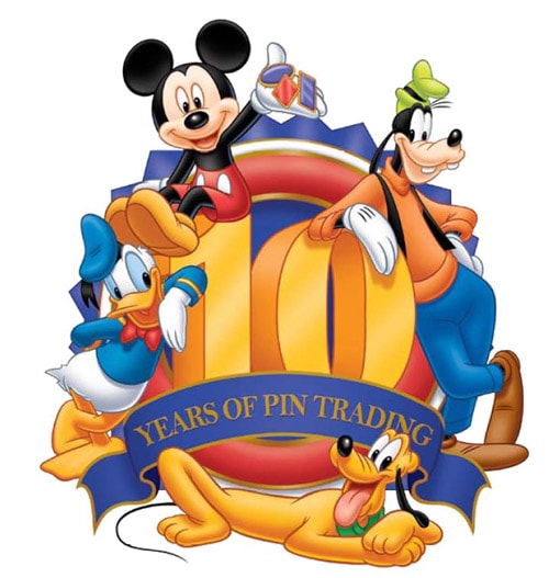 The official logo for the 10th Anniversary of Disney Pin Trading