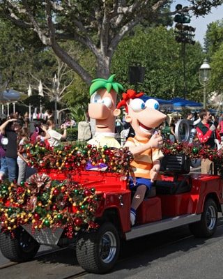 Phineas and Ferb in the Disney Parks Christmas Parade