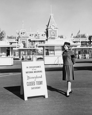 Disneyland park closes its gates in honor of President John F. Kennedy