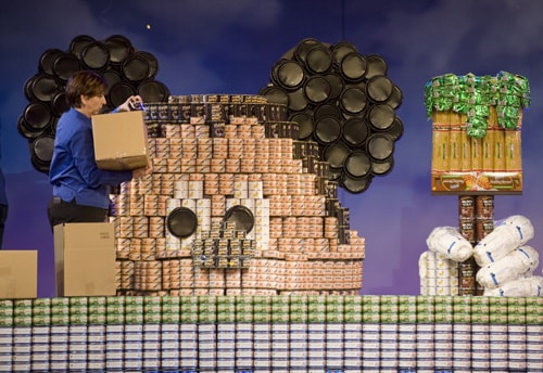 Giant Mickey Made of Cans for Disney's Celebrate Volunteers Event