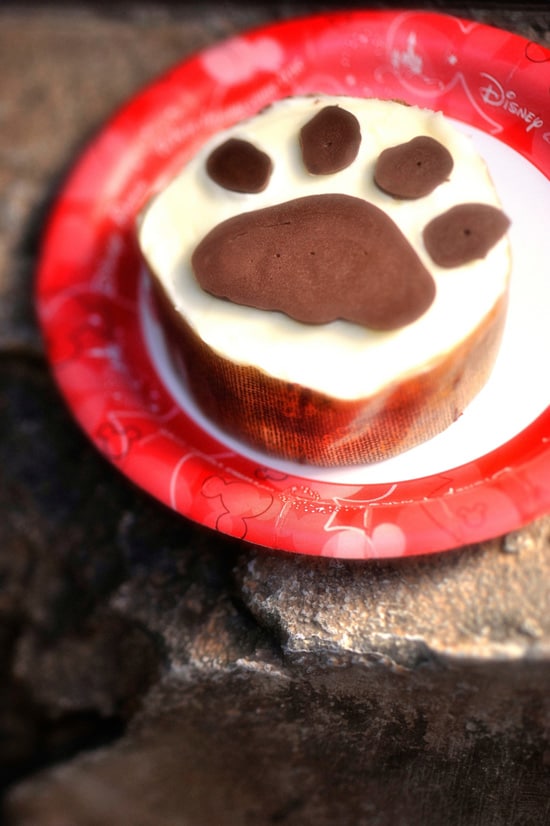Brownie Topped with Buttercream and a Chocolate Fudge Paw Imprint at Krusifari Bakery