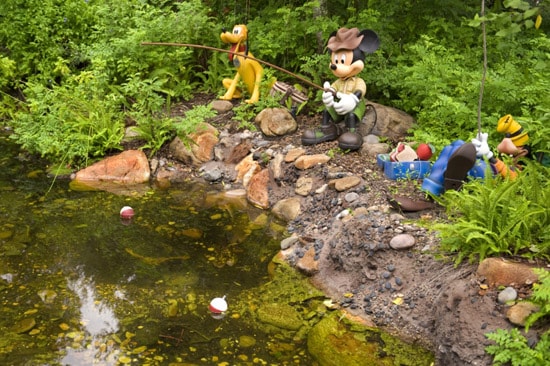 Goofy, Mickey and Pluto fishing at Camp Minnie-Mickey