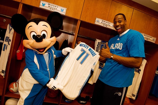 Orlando Magic Superstar Dwight Howard Presents Mickey Mouse With a Special Jersey