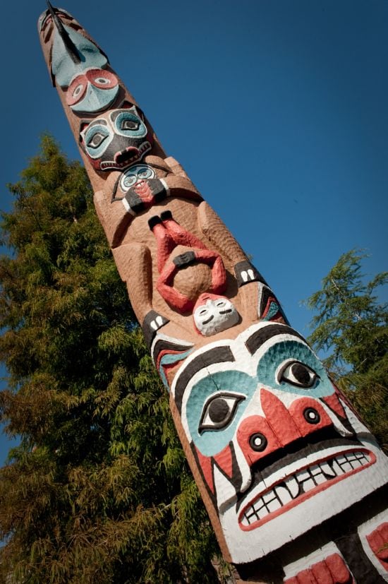 One of the 30-Foot Totem Poles at the Canada Pavilion