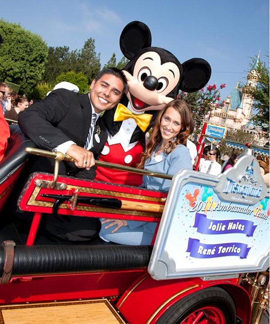2011-2012 Disneyland Resort Ambassador Team and Mickey Mouse Riding Down Main Street, U.S.A.