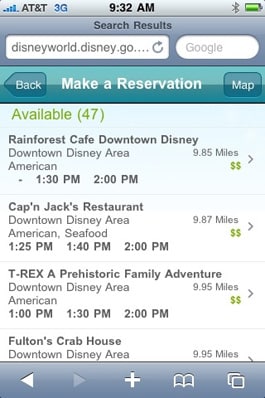 'Near Me' Search Added to Mobile Dining Reservation Site at Walt Disney World