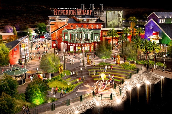 Artist Rendering of the New Waterfront District 'Hyperion Wharf' at Downtown Disney