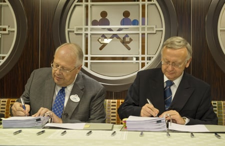 President of Disney Cruise Line, Karl Holz and Managing Partner of Meyer Werft, Bernard Meyer