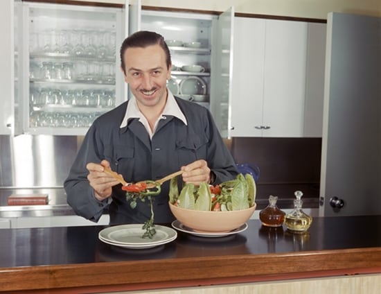 Walt Disney Tossing a Salad in His Brand New Walt Disney Studios in the 1940s
