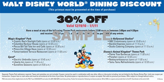 Walt Disney World Dining Discount