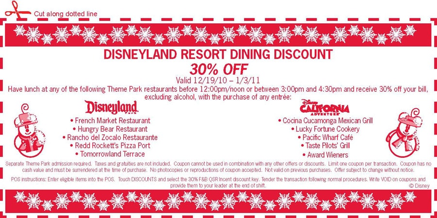 Disneyland Resort Dining Discount Voucher