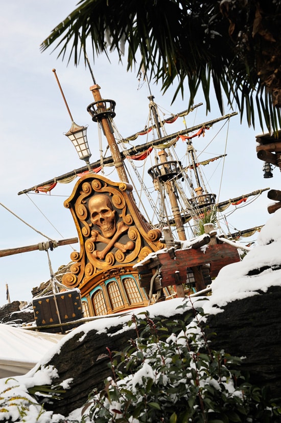 A Snow-Covered Pirate Ship at Disneyland Paris