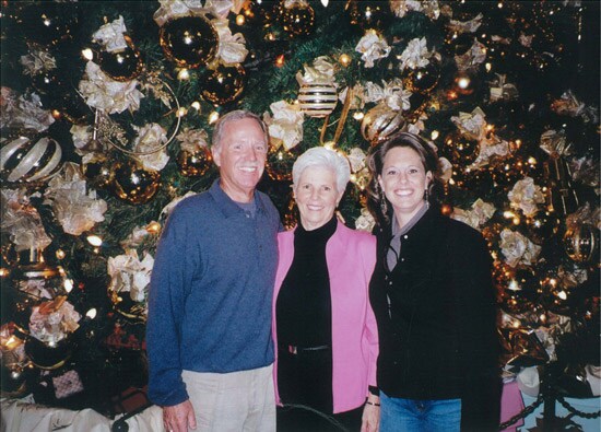 Brien, Mary and Erin Manning in front of Disney tree 2008
