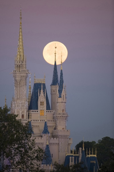 A Full Moon Behind Cindereall Castle, By David Roark