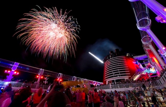 Guests filled the ship’s upper decks to see the fireworks spectacular, Buccaneer Blast!