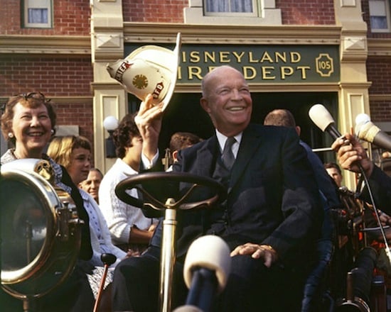 Ike and Mamie Meeting the Press Outside the Disneyland Fire Dept.