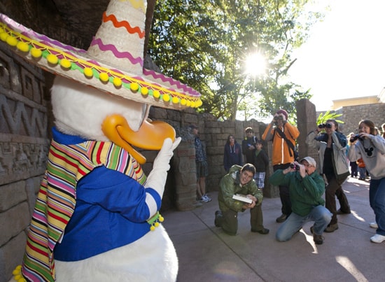 Donald Duck Poses for Pictures at Epcot's Mexico Pavilion