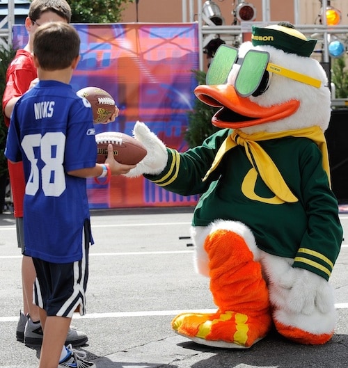 The Oregon Ducks Mascot Dons His Sunglasses in the ESPN Interactive Sports Zone