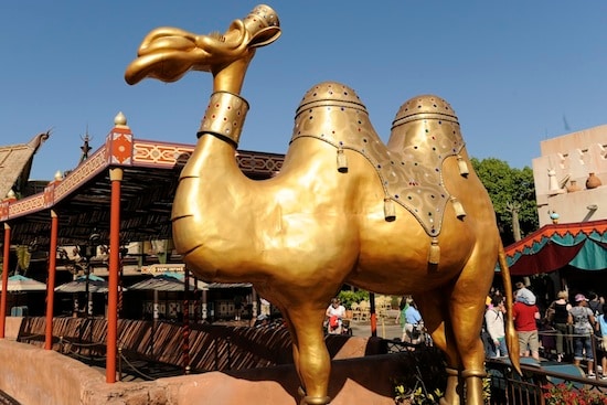 Golden Camel Overlooking The Magic Carpets of Aladdin in Adventureland at Magic Kingdom Park