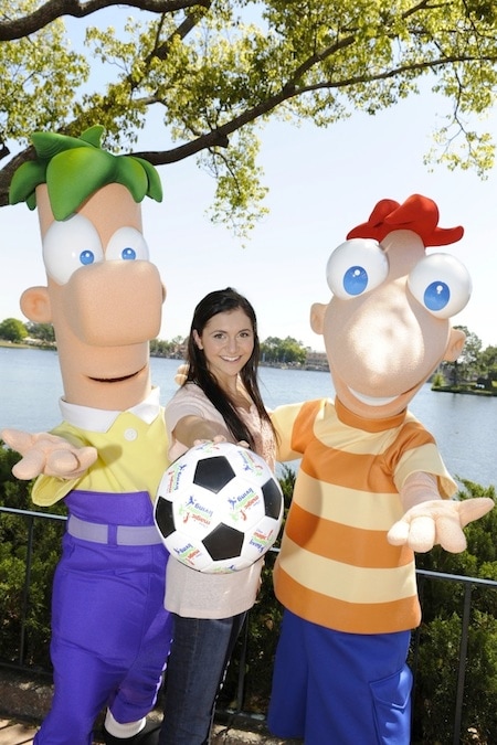 Phineas and Ferb with Disney Channel Star Alyson Stoner at a Disney Magic of Healthy Living Event