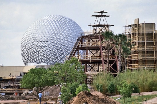 Construction on the Mexico Pavilion at Epcot, April 1982