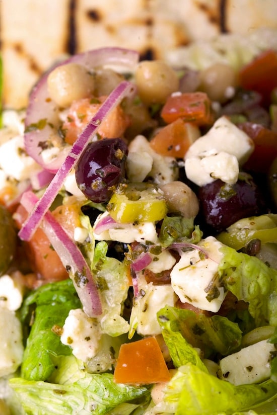 A Classic Greek Salad with Grilled Pita