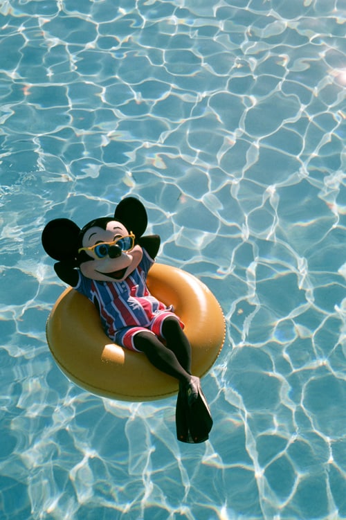 Mickey Mouse Floats at a Walt Disney World Water Park in 1990