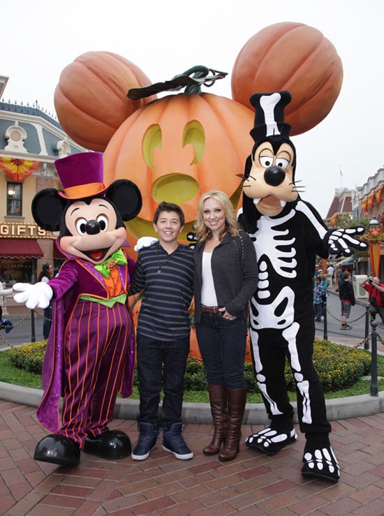 Leigh-Allyn Baker and Bradley Steven Perry from the Disney Channel Hit Series ‘Good Luck Charlie’ with Mickey Mouse and Goofy at Disneyland Resort