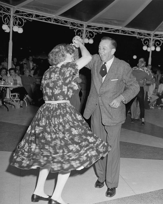 1958 Photo: Walt Disney Dances The Night Away at Disneyland Park