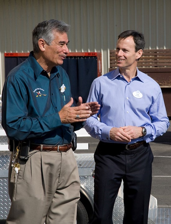 Retired Disneyland Resort Cast Member Ray Sidejas with Walt Disney Parks and Resorts Chairman Tom Staggs