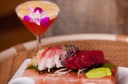 Sashimi fans will love the hamachi (yellowtail) and ahi tuna served on a beautiful block of pink salt at Off the Hook.