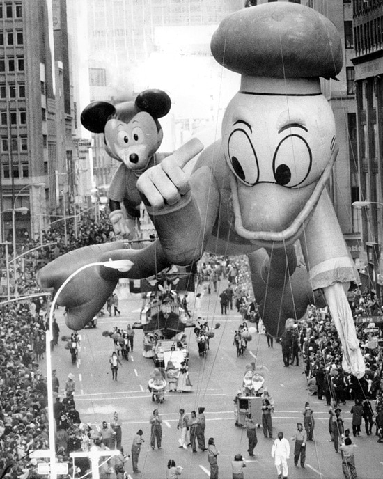 Mickey Mouse and Donald Duck Appear Together in Macy's Thanksgiving Day Parade, 1972 (Courtesy of Getty Images)