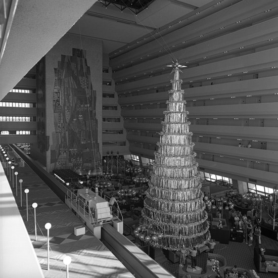A Christmas Tree in Disney’s Contemporary Resort in 1961
