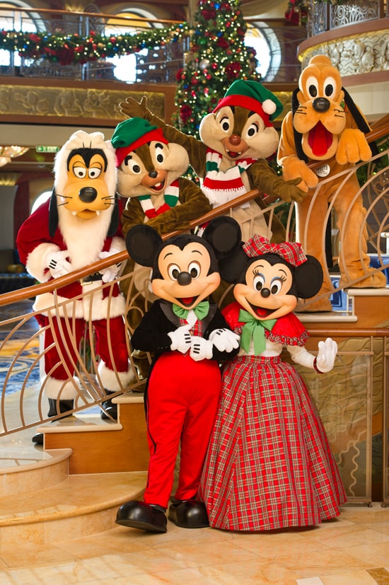 Minnie Mouse, Goofy, Pluto, Chip and Dale, and Mickey Mouse Celebrate the Holidays on the Disney Dream