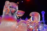Balou and Mowgli of 'The Jungle Book' Ice Sculptures, Featured in the Interpretation of Disneyland Paris Enchanted Christmas for the 10th International Snow & Ice Sculpture Festival in Bruges, Belgium