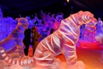 Shere Khan from 'The Jungle Book' Ice Sculpture, Featured in the Interpretation of Disneyland Paris Enchanted Christmas for the 10th International Snow & Ice Sculpture Festival in Bruges, Belgium