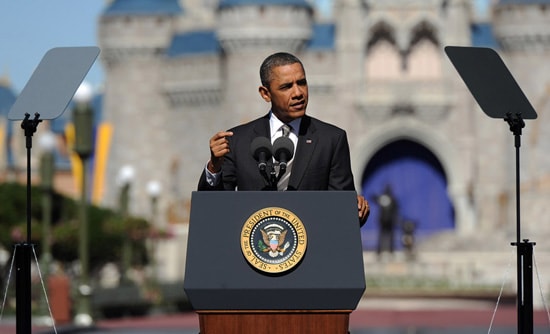 'America is open for business,' President Barack Obama told an audience at Walt Disney World Resort. The president visited Magic Kingdom Park to unveil a comprehensive plan to attract more international visitors to the United States.