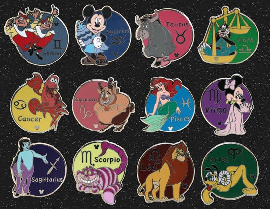 Zodiac Sign Pins, Part of the New Hidden Mickey Pin Series Coming to Disneyland and Walt Disney World Resorts in 2012