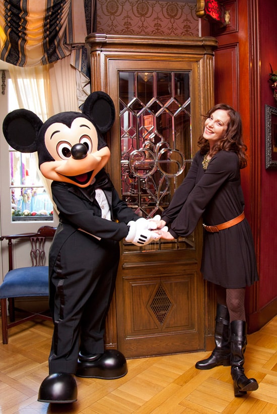 Lesley Ann Warren and Mickey Mouse Stand in Front of the Telephone Booth at Club 33
