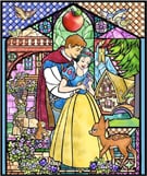 Snow White Stained Glass Window on the Façades of 'it's a small world' at Disneyland Park and Cinderella Castle at Magic Kingdom Park as Part of 'The Magic, The Memories and You!'