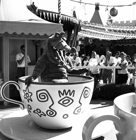 Caption This: Tea Croc-kery at Disneyland Park - Mad Tea Party in 1961