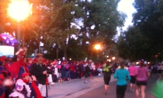 Women of the Red Hat Society Cheering on Participants in the Tinker Bell Half Marathon at the Disneyland Resort