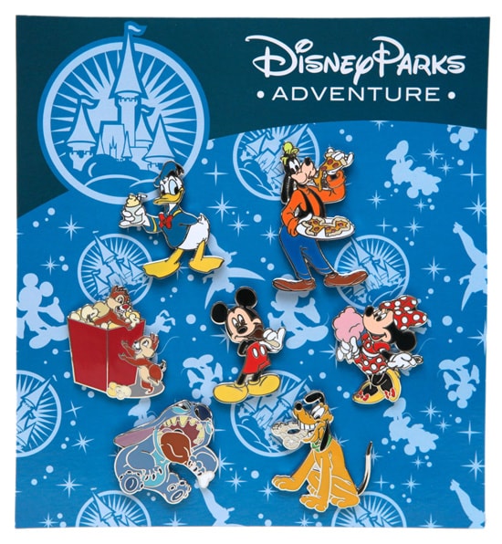 Exclusive Pins Featuring Disney Characters Enjoying Food Items Are Available on the Disney Parks Online Store.