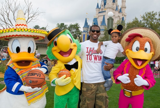 NBA All-Star Chris Paul and Son with The Three Caballeros at Magic Kingdom Park