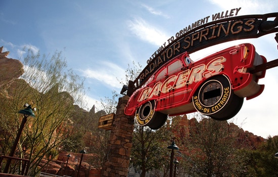 Entrance to Radiator Springs Racers in Cars Land at Disney California Adventure Park, By Paul Hiffmeyer